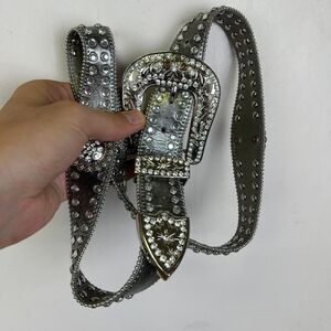 Black and silver rhinestone Y2K belt